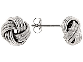 Rhodium Over 14k Yellow Gold Hollow Love Knot Earrings