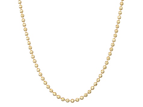 gold hollow necklace chain inch rope bead diamond cut yellow 5mm 10k 14k link jtv 10mm inches handmade list