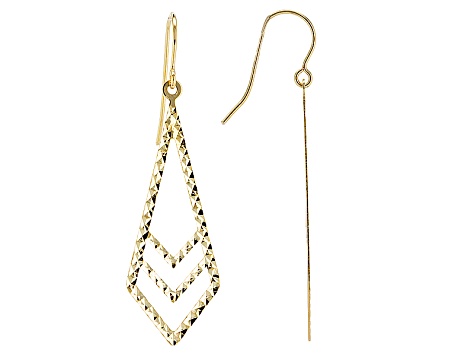 10k Yellow Gold Geometric Dangle Earrings