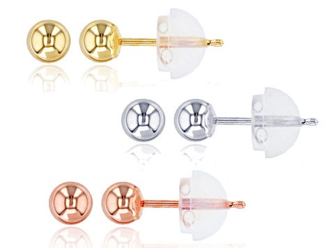 14k Yellow Gold White Rose Ball Stud Earrings 4mm 14k Yellow Gold White Rose Ball Stud Earrings 4mm