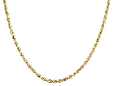 10k Yellow Gold Hollow Rope Chain Necklace 18 inch 2.7 Mm