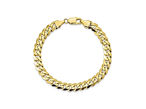 10k Yellow Gold 8.25mm Flat Beveled Curb Bracelet 9 inches