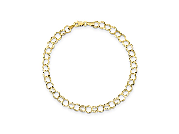 10k Yellow Gold Triple Link Charm Bracelet 8 inches