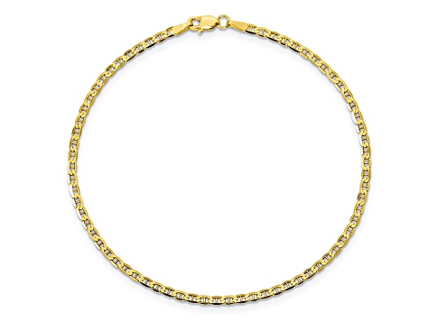 10k Yellow Gold 2.4mm Flat Anchor Bracelet 7 inches