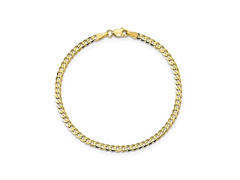 10k Yellow Gold 2.9mm Flat Beveled Curb Bracelet 8 inches