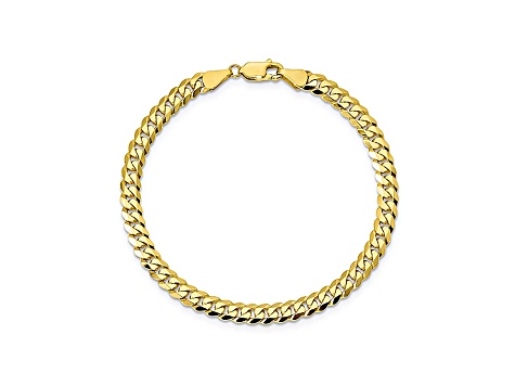 10k Yellow Gold 5.75mm Flat Beveled Curb Bracelet 8 inches