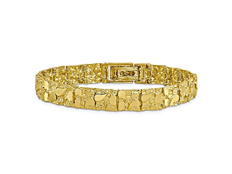 10k Yellow Gold 10mm Nugget Bracelet 8 inches