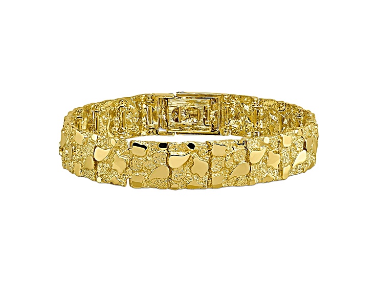 10k Yellow Gold 12mm Nugget Bracelet 7 inches - BVG051 | JTV