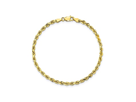 10k Yellow Gold 3.5mm Diamond Cut Rope Bracelet 7 inches