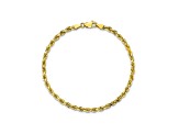 10k Yellow Gold 3.5mm Diamond Cut Rope Bracelet 7 inches