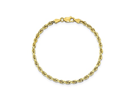 10k Yellow Gold 3.35mm Diamond-Cut Quadruple Rope Bracelet 8 inches