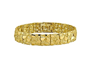 10k Yellow Gold 12mm Nugget Bracelet 8 inches