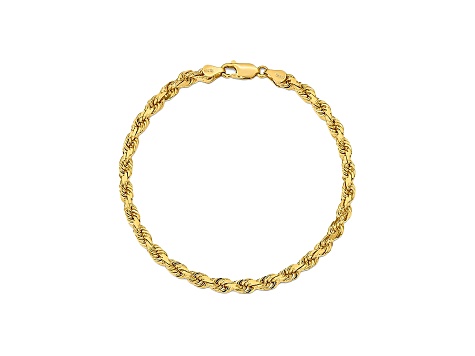 10k Yellow Gold 5mm Diamond Cut Rope Bracelet 8 inches