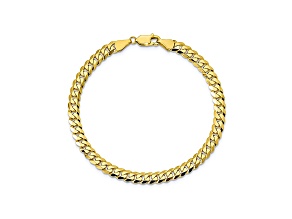 10k Yellow Gold 5.75mm Flat Beveled Curb Bracelet 7 inches