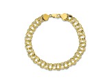 10k Yellow Gold Triple Link Charm Bracelet 8 inches