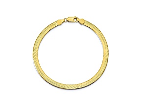 10k Yellow Gold 5mm Silky Herringbone Bracelet 7 inches