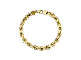 10k Yellow Gold 8mm Handmade Diamond-Cut Rope Bracelet 9 inches