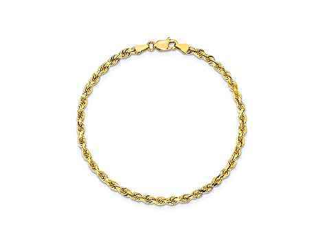 10k Yellow Gold 3.5mm Diamond Cut Rope Bracelet 8 inches