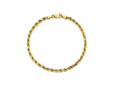 10k Yellow Gold 3.5mm Diamond Cut Rope Bracelet 8 inches