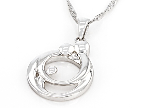 Rhodium Over Sterling Silver Family Pendant With Chain