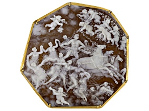 60x60mm Handmade Cameo 18k Yellow Gold Brooch