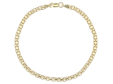 10k Yellow Gold Hollow Bismark Bracelet 8 inch 3mm