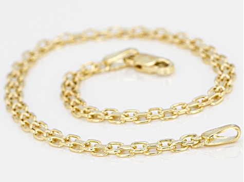 10k Yellow Gold Hollow Bismark Bracelet 8 inch 3mm