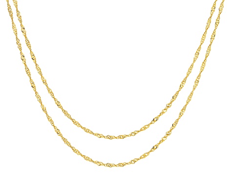 10k Yellow Gold Singapore Link Chain Set Of 2 - CNG338 | JTV.com