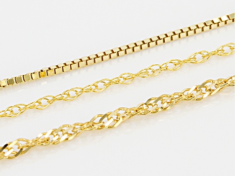 10K yellow gold BOX CHAIN .6mm 14/"-24/"