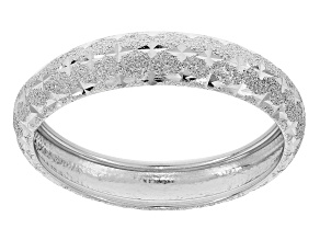 Rhodium Over 10k White Gold Diamond Cut Band Ring