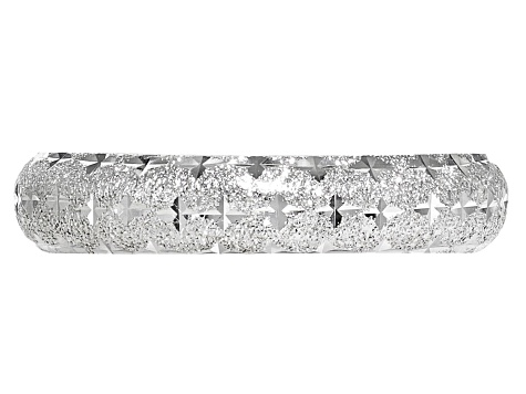Rhodium Over 10k White Gold Diamond Cut Band Ring