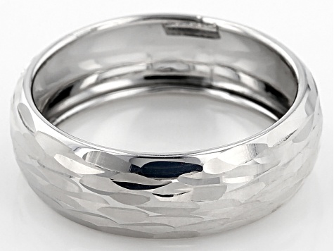 10k White Gold Diamond-Cut Band Ring