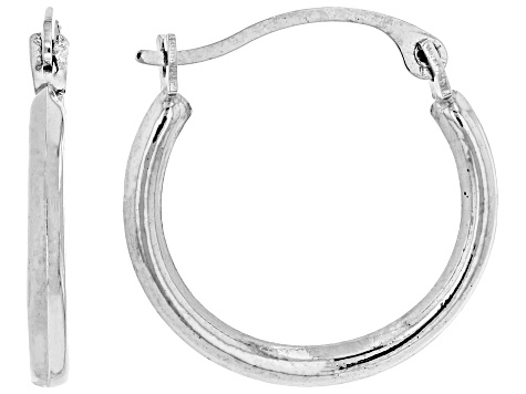 10k White Gold Tube Hoop Earrings 1.5mm Gauge