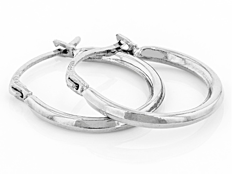 10k White Gold Tube Hoop Earrings 1.5mm Gauge