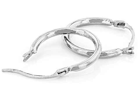 10k White Gold Tube Hoop Earrings 1.5mm Gauge