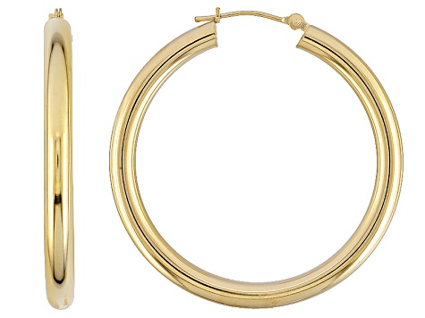 14k Yellow Gold Tube Hoop Earrings 3.5mm - DOCS625 | JTV.com
