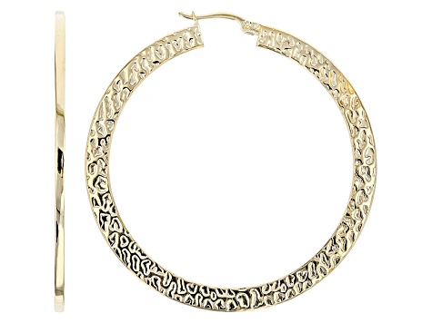 14k Yellow Gold Flat Hammered Hoop Earrings Docs689 Jtv 14k Yellow Gold Flat Hammered Hoop Earrings