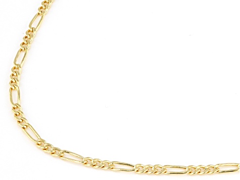 Hollow Figaro Chain Necklace 14K Yellow Gold 20