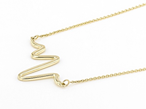 10K Yellow Gold Heartbeat Cable Chain 17 Inch with 1 Inch Extender Necklace