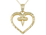 10K Yellow Gold Diamond-Cut Heart Pendant with Chain