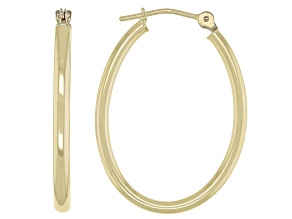 14K Yellow Gold 2x25MM Oval Tube Hoop Earrings
