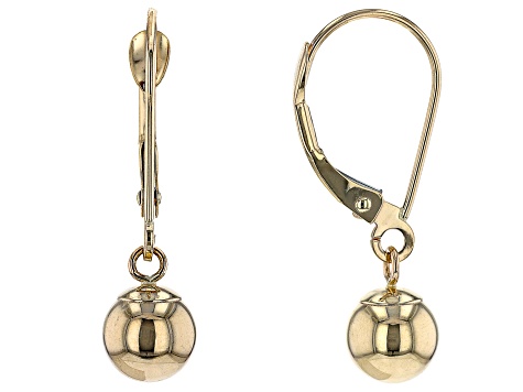 14K Yellow Gold Dangle Bead Earrings