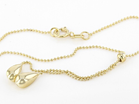 10K Yellow Gold Teardrop Lariat 