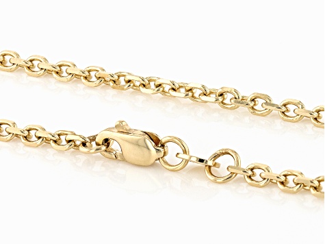 14k Yellow Gold 2.2mm Diamond-Cut Solid Cable 18 Inch Chain