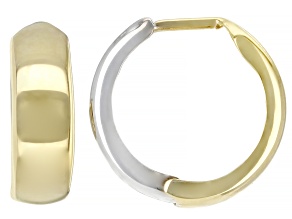 14k Yellow Gold & Rhodium Over 14k White Gold 9/16" Huggie Hoop Earrings