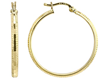 Picture of 14k Yellow Gold Diamond-Cut 1 1/8" Hoop Earrings