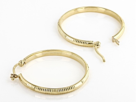 14k Yellow Gold Diamond-Cut 1 1/8" Hoop Earrings