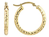 14k Yellow Gold Diamond-Cut 1 1/32" Hoop Earrings