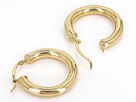 14k Yellow Gold 1" Hoop Earrings