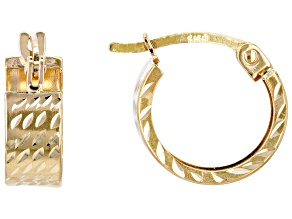14k Yellow Gold Diamond-Cut 1/2" Huggie Hoop Earrings
